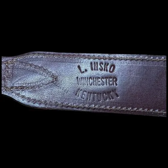 L. Insko Winchester Kentucky Custom Brown Women's Leather Needlepoint Belt - Picture 6 of 10